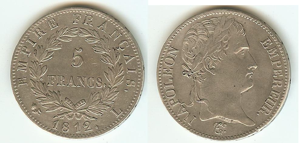 5 Francs Empereur Napoléon 1812L Bayonne SUP+